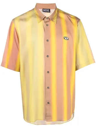 Diesel stripe-print short-sleeved shirt - Yellow