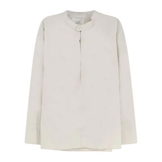 STUDIO NICHOLSON Casual Shirts, male, Beige, Size: L Korean Collar Oversized Shirt