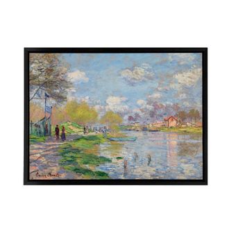 Artery8 Claude Monet Spring By The Seine Framed Canvas Wall Art Print | Size: W24 x H32