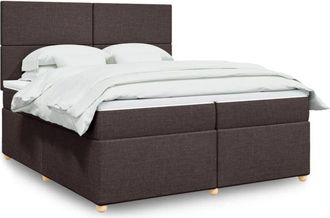 vidaXL Vidaxl - Cama Box Spring Con Colch&oacute;n Tela Marr&oacute;n Oscuro 200x200 Cm