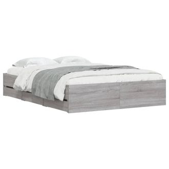 Berkfield Home Modern Bed Frame w/Drawers Frame Grey Sonoma 120x190 cm Small Double