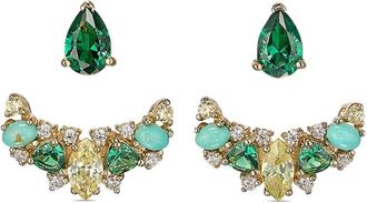 Anabela Chan 18kt yellow gold Twinkle Ear-Jacket earrings - women - 18kt Yellow Gold Vermeil/Lab-Grown Simulated Emerald/Lab-Grown Simulated Whit