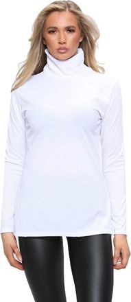 Purple Hanger Womens Polo Neck Turtle High Roll Neck Plain Ribbed Long Sleeve Ladies Casual Stretch T-Shirt Basic Pullover Jumper Warm Winter Wear Slim Fit Top Plus