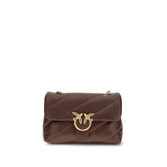 Pinko Brown Calf Leather Bos Taurus Shoulder Womens Bag