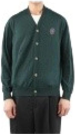 Dr&ocirc;le de Monsieur D Mirror Wool Silk Boxy Cardigan - Heren - Truien - Groen - Maat: L Zijde