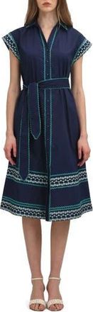 Celina Moon Thalia Midi Shirtdress in Blue Azure/Green at Nordstrom Rack, Size X-Small