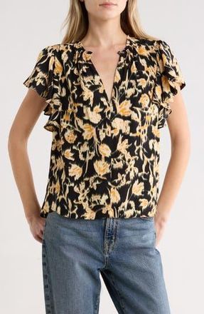 Ulla Johnson Lilo Flutter Sleeve Top in Tourmaline at Nordstrom Rack, Size 00