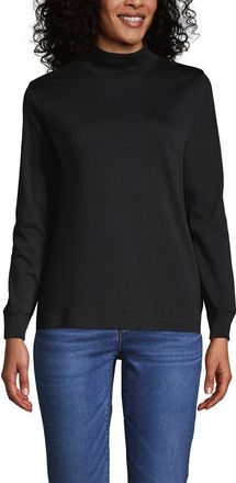 Lands End Long Sleeve Supima Mock Turtleneck in Black at Nordstrom, Size X-Small