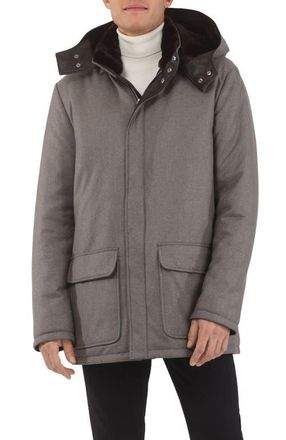 Gorski Mens Wool And Cashmere Blend Parka with Genuine Shearling Lining in Taupe/brown at Nordstrom, Size Xx-Large