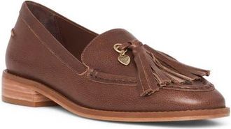 Cinq &agrave; Sept Remi Tassel Leather Loafer in Dark Sepia at Nordstrom, Size 36.5