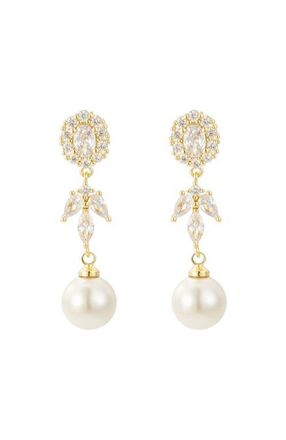 Untamed Petals Palace Pearl and Crystal Drop Earrings in Gold at Nordstrom