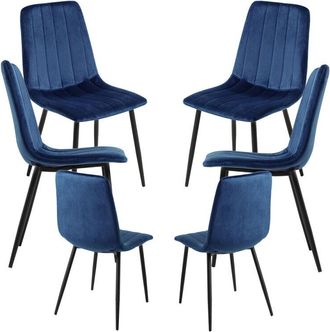 Regalos Miguel Packs Sillas Comedor - Pack 6 Sillas Liny Terciopelo - Azul
