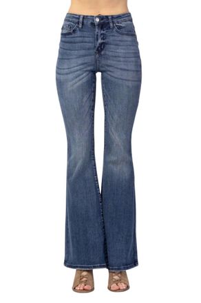 Judy Blue Flare Trouser Jeans In Medium Wash