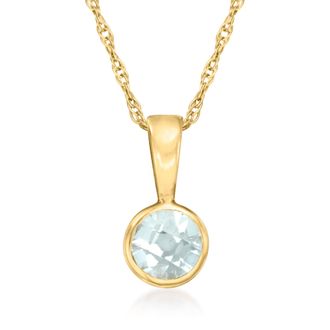 RS Pure by Ross-Simons Aquamarine Pendant Necklace in 14kt Yellow Gold