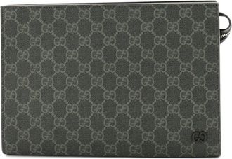 Gucci Wristlet Pouch Bicolor GG Coated Canvas and Leather Small clutch bag - Verde