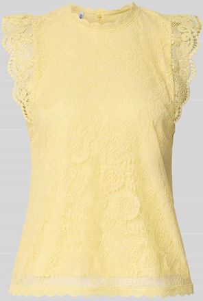 Pieces Shaped Fit Blusentop mit Spitzenbesatz Modell OLLINE in Hellgelb, Gr&ouml;&szlig;e XS