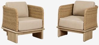 Sklum Sklum - Pack De 2 Sillones De Jard&iacute;n En Rat&aacute;n Y Madera De Acacia Famara