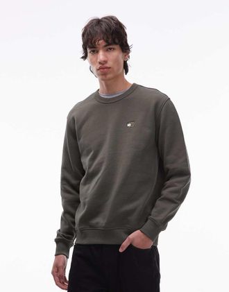 Tommy Jeans Felpa kaki vestibilit&agrave; classica con stemma-Verde