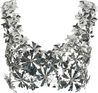 Paco Rabanne Crop Bralette Top - Dames - Tops zonder mouwen - Grijs - S - Leer - Tops