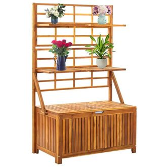 Berkfield Home Storage Box with Trellis 99x55x160 cm Solid Acacia Wood in Brown | Size: 99 x 55 x 160 cm