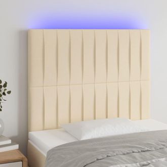 vidaXL Cabecero Con Luces Led Tela Crema 100x5x118/128 Cm Vidaxl
