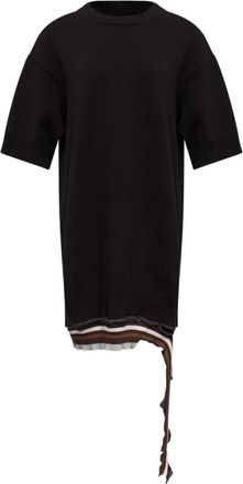 Maison Margiela Knitted Dresses, female, Black, Size: S Distressed Knitted Mini Dress