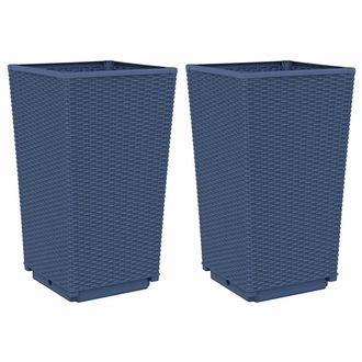 vidaXL Vidaxl - Jardineras 2 Unidades Pp Azul Gris 32,5x32,5x57 Cm