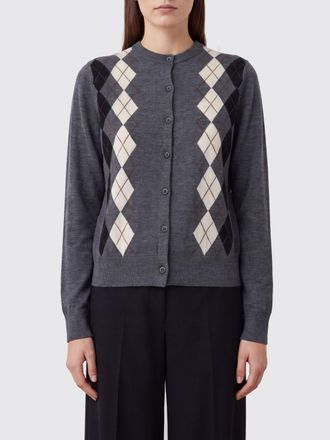 Semicouture Cardigan girocollo in pura lana vergine con motivo a rombi