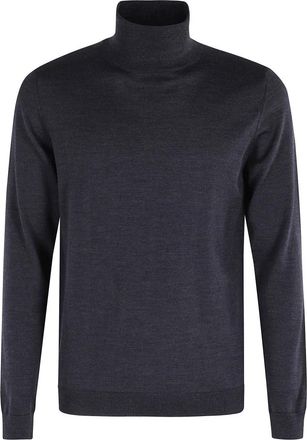 Roberto Collina Denim Coltrui Trui Dolcevita - Heren - Coltruien - Blauw - M - Denim - Truien & Vesten