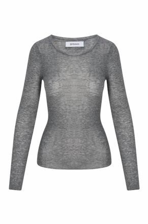 SPRWMN Womens Cashmere Long Sleeve Baby Tee In Grey Tissue