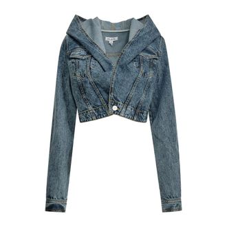 Alaia Denim Jackets, female, Blue, Size: XS Hooded Denim Jacket