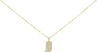 House of Brilliance 14K Yellow Gold 1/3 Cttw Diamond Dog Tag Pendant Necklaces 18