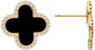 Rivka Friedman 18K PlatedOnyx CZ Earrings