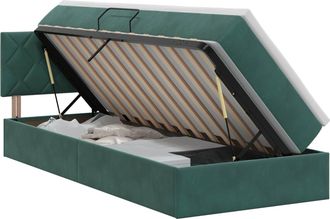 vidaXL Cama Con Almacenamiento Verde Oscuro 90 X 190 Cm Terciopelo Vidaxl