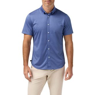 Mizzen+Main Halyard Star Print Short Sleeve Performance Button-Up Shirt in Coastal Fjord Star at Nordstrom, Size Xx-Large