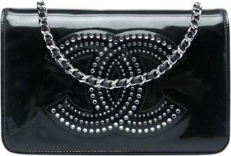 Chanel Pre-owned Portemonnee met ketting - Dames - Vintage Clutch - Zwart - ONE Size - Leer - Vintage