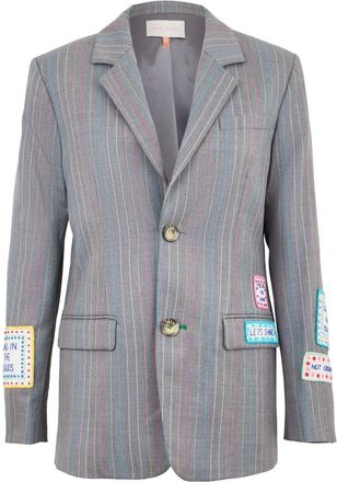Mira Mikati Blazer monopetto gessato - Grigio