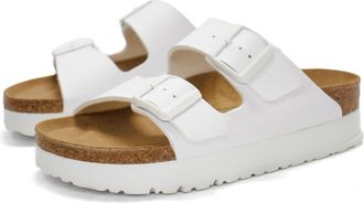 Birkenstock Womens Arizona Pap Flex Platform Sandals In White