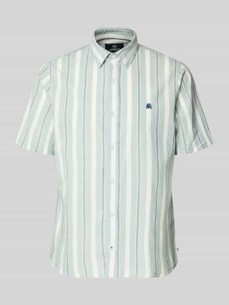 Lerros Slim Fit Freizeithemd mit Logo-Stitching in Lind, Gr&ouml;&szlig;e XXXL