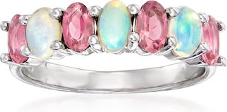 Ross-Simons Opal and Pink Tourmaline Ring in Sterling Silver