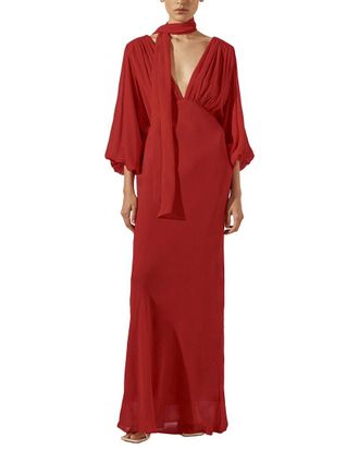 Shona Joy Amina Plunge Balloon Sleeve Maxi Dress