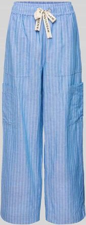 Scotch & Soda Wide Leg Stoffhose aus Baumwoll-Leinen-Mix in Hellblau, Größe XL