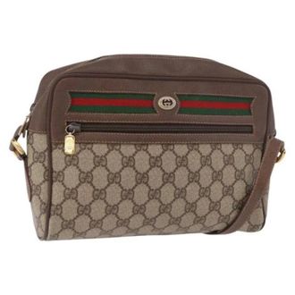 Gucci Pre-owned Vintage GG Canvas Shoulder Bag - Dames - Pre-owned - Beige - Maat: ONE Size Leer