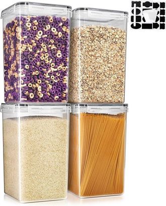 Sorbus Set of 4 Food Storage Containers With Lids, Measuring Spoons & Labels