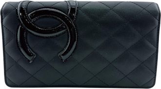 Chanel Black Pink Leather Long Wallet (Bi-Fold) (Pre-Owned)