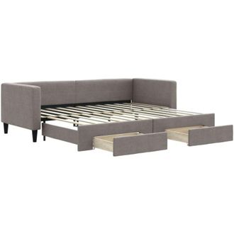 vidaXL Sof&aacute; Cama Nido Con Cajones Tela Gris Taupe 80x200 Cm Vidaxl