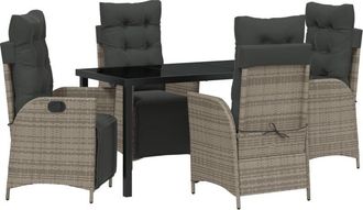 vidaXL Garden Dining Set 5 pcs Grey Poly rattan Vidaxl