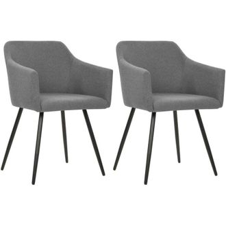 vidaXL Sillas De Comedor Giratorias 2 Unidades Tela Gris Claro Vidaxl