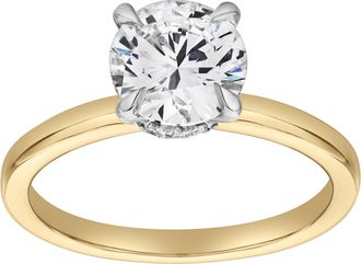 LuvMyJewelry Lila 14K Gold Round Lab Grown Diamond Hidden Halo Ring - 1.5 Ct