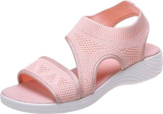 Generic 2026 Ladies Fashion Solid Color Breathable Mesh Fish Mouth Casual Flat Sandals (7.5)